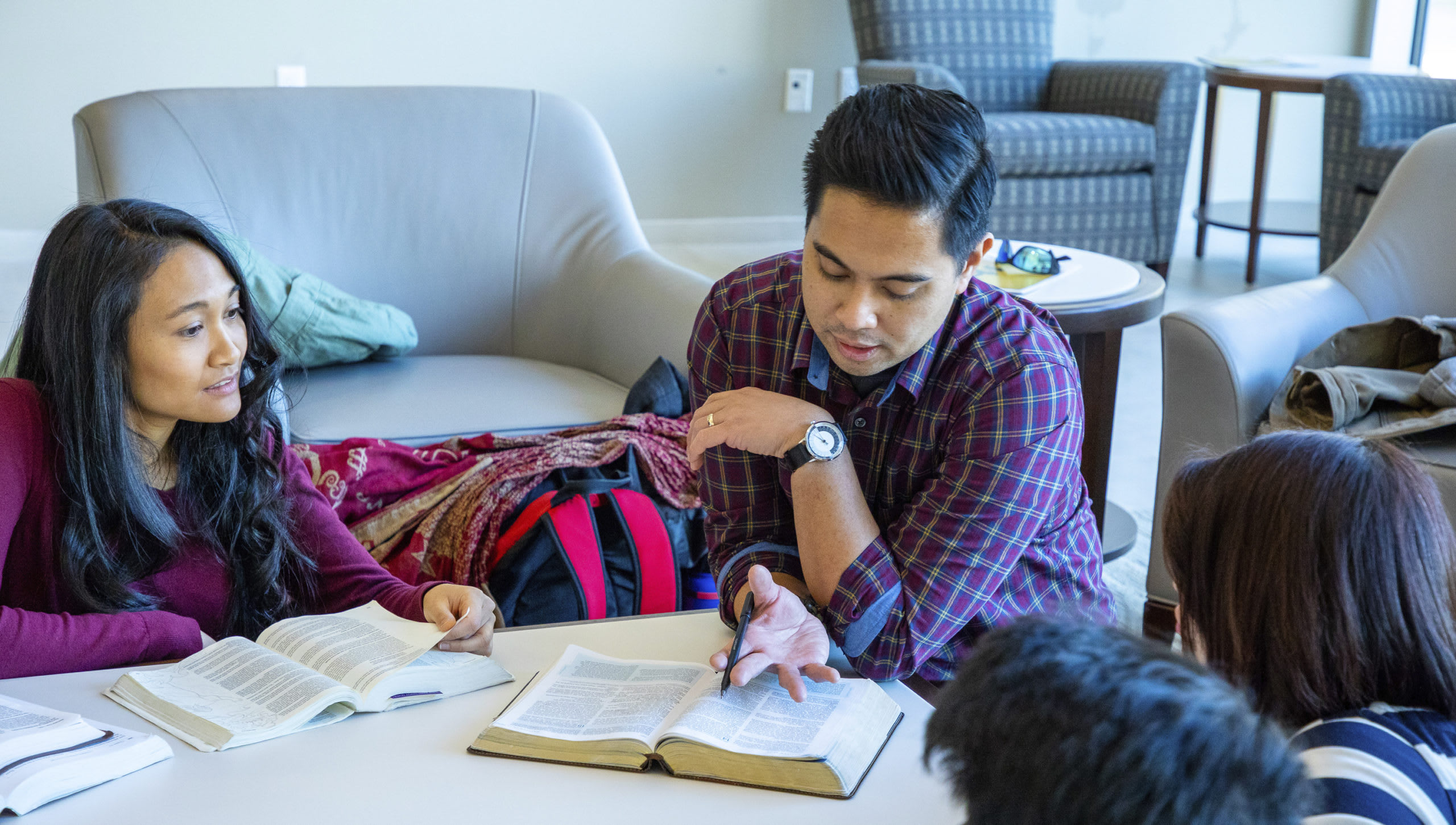 two people studying together