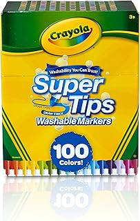 Crayola Super Tips Marker Set (100ct), Fine Point Washable Markers, Drawing Markers for Kids & Adults, Create Thick & Thin Lines, Art Supplies, Ages 3+