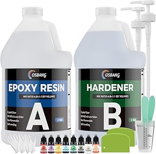 Epoxy Resin 2 Gallon - Crystal Clear Epoxy Resin Kit - Self-Leveling, High-Glossy, No Yellowing, No Bubbles Casting Resin Perfect for Crafts, Table Tops, DIY 1:1 Ratio