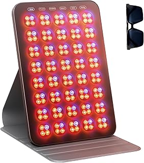 Red Light Therapy for Face 6 Modes, Portable Red Light Therapy Panel with Protective Goggles and Timer, Infrared Red Light Therapy for Body Care, Brown