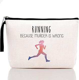Running Lover Gifts Running Gifts for Women Her Girl Runner Makeup Bag Cosmetic Pouch Cross Country Funny Unique Humor Novelty Sarcasm Travel Makeup Bag for Runners Teens Zipper Toiletry Bag Organizer