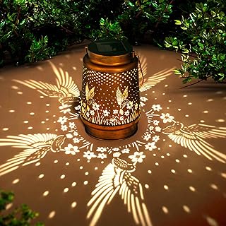 Mothers Day Gifts, Birthday Gifts for Women, Solar Lanterns Outdoor Waterproof, Hummingbird Garden Decor Metal Hanging Decorative Solar Lights for Patio Yard, Gardening Gifts for Women Mom Grandma