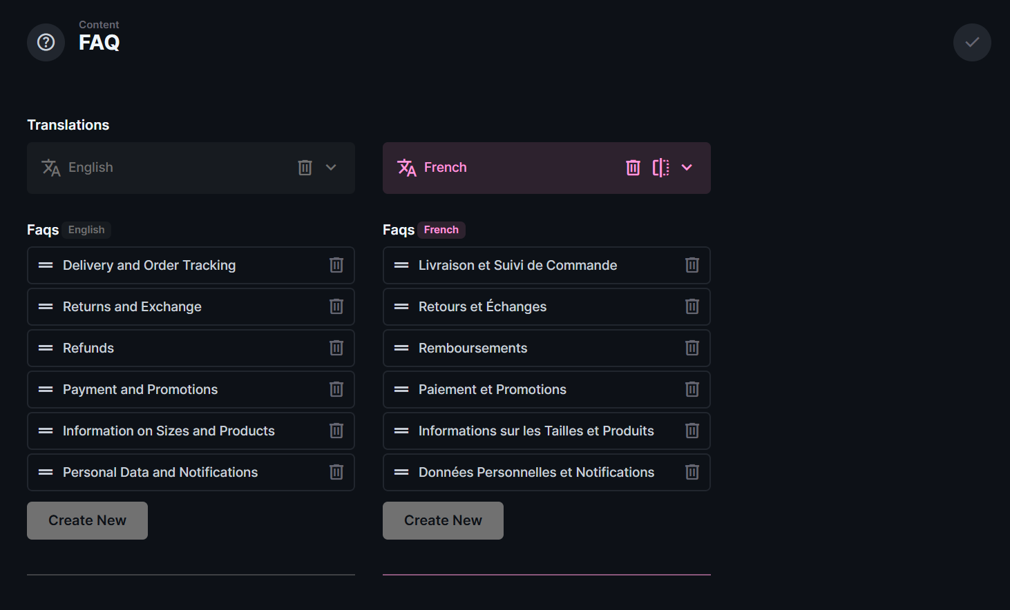 Singleton collection for Frequently Asked Questions