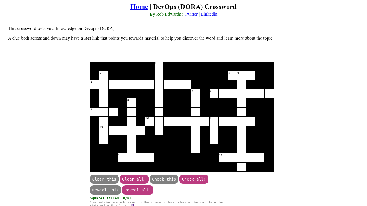 DORA Crossword Puzzle