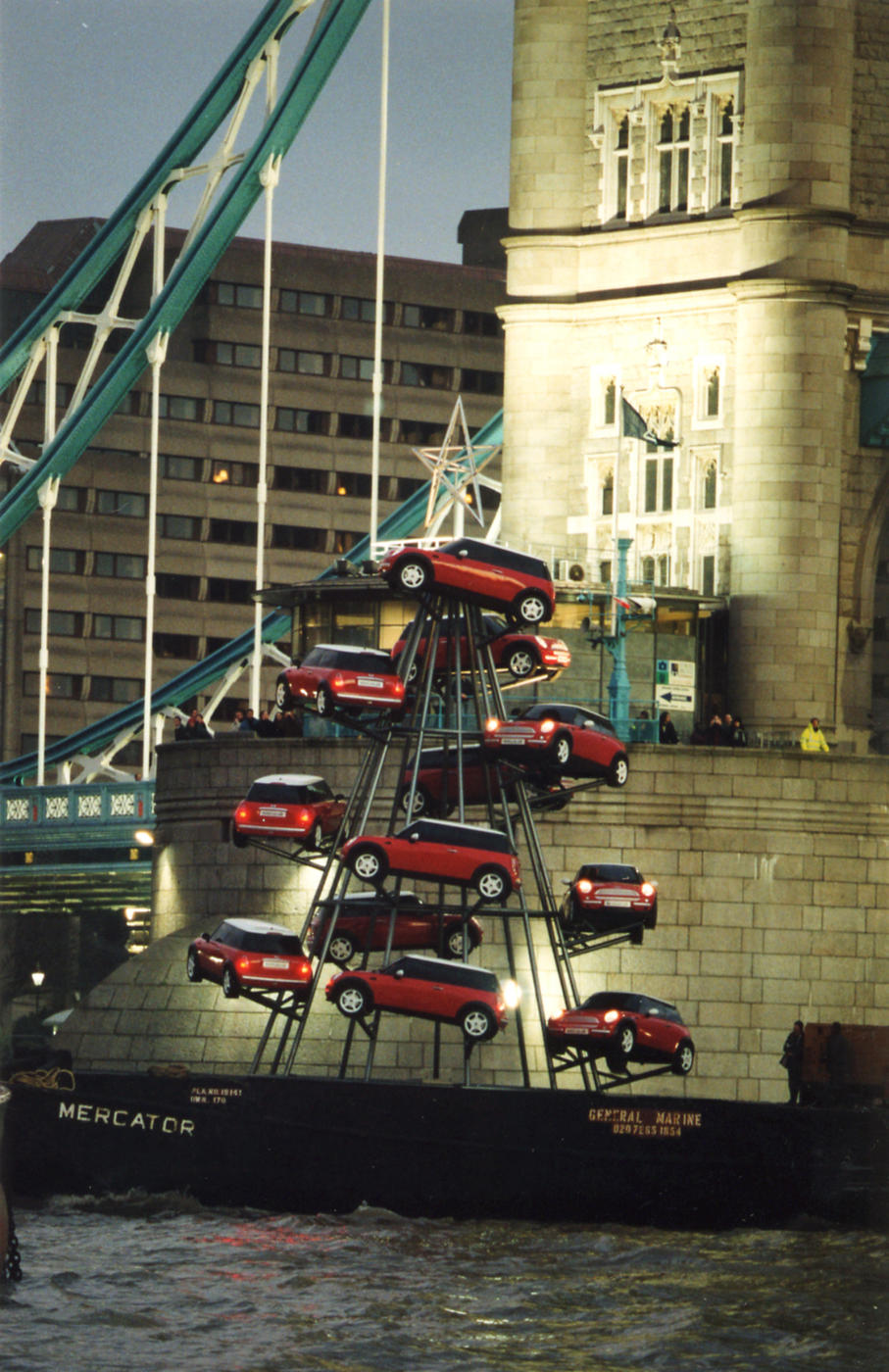 Fibreglass MINI Cooper R50 Christmas Tree Advertising Campaign on the Thames