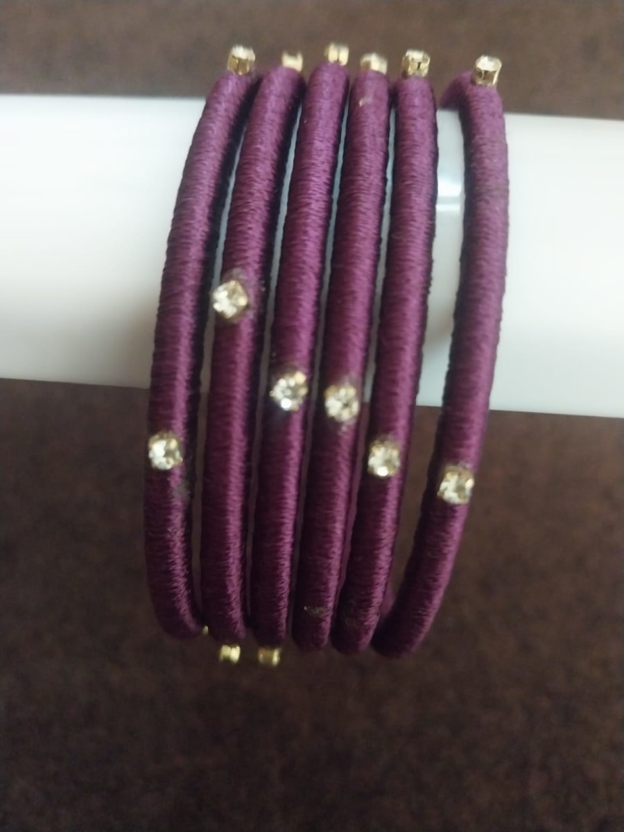 Royal Purple & Gold Kundan Floral Bangle Set 3