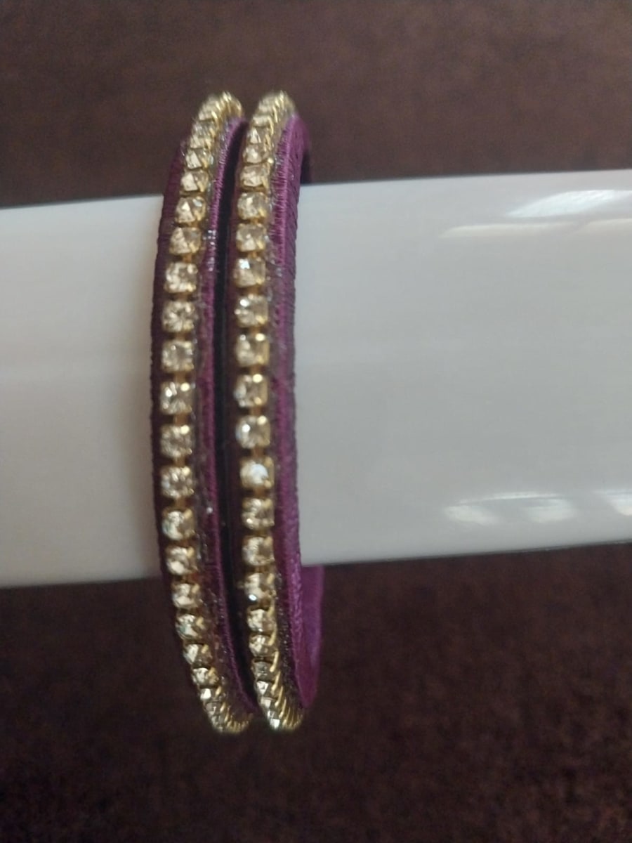 Royal Purple & Gold Kundan Floral Bangle Set 4