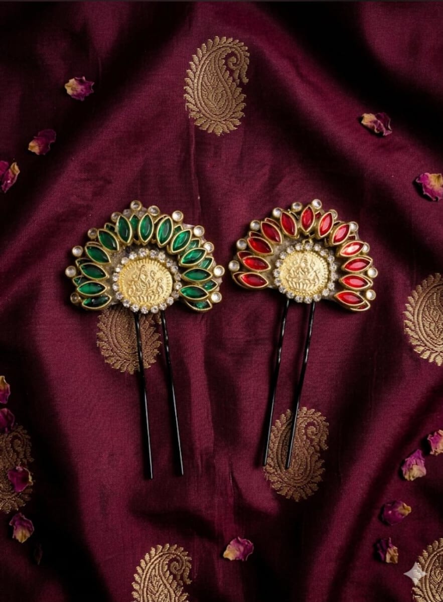 Center Laxmi casu with leaf model Hair brooch 2