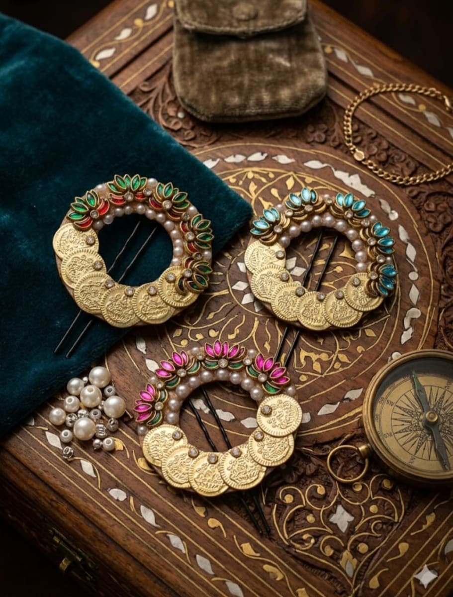 Half Casu and Half Lotus Hair brooch 2