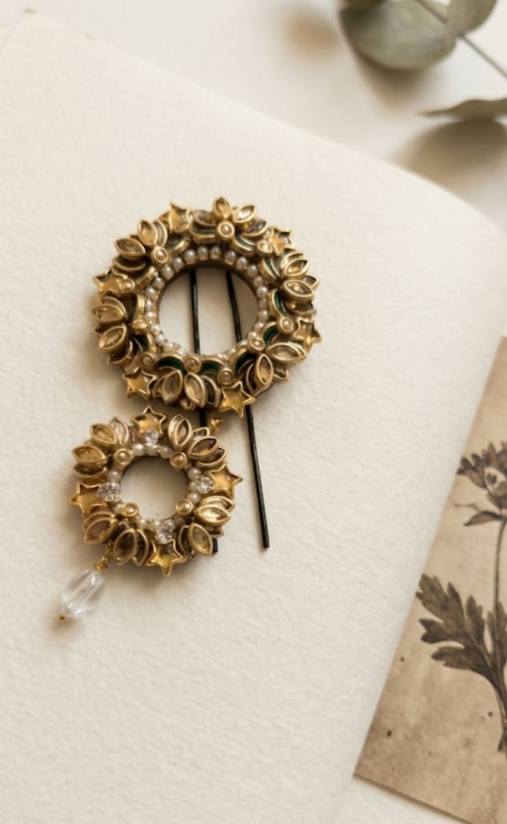 2 layered circulars hair brooch   2