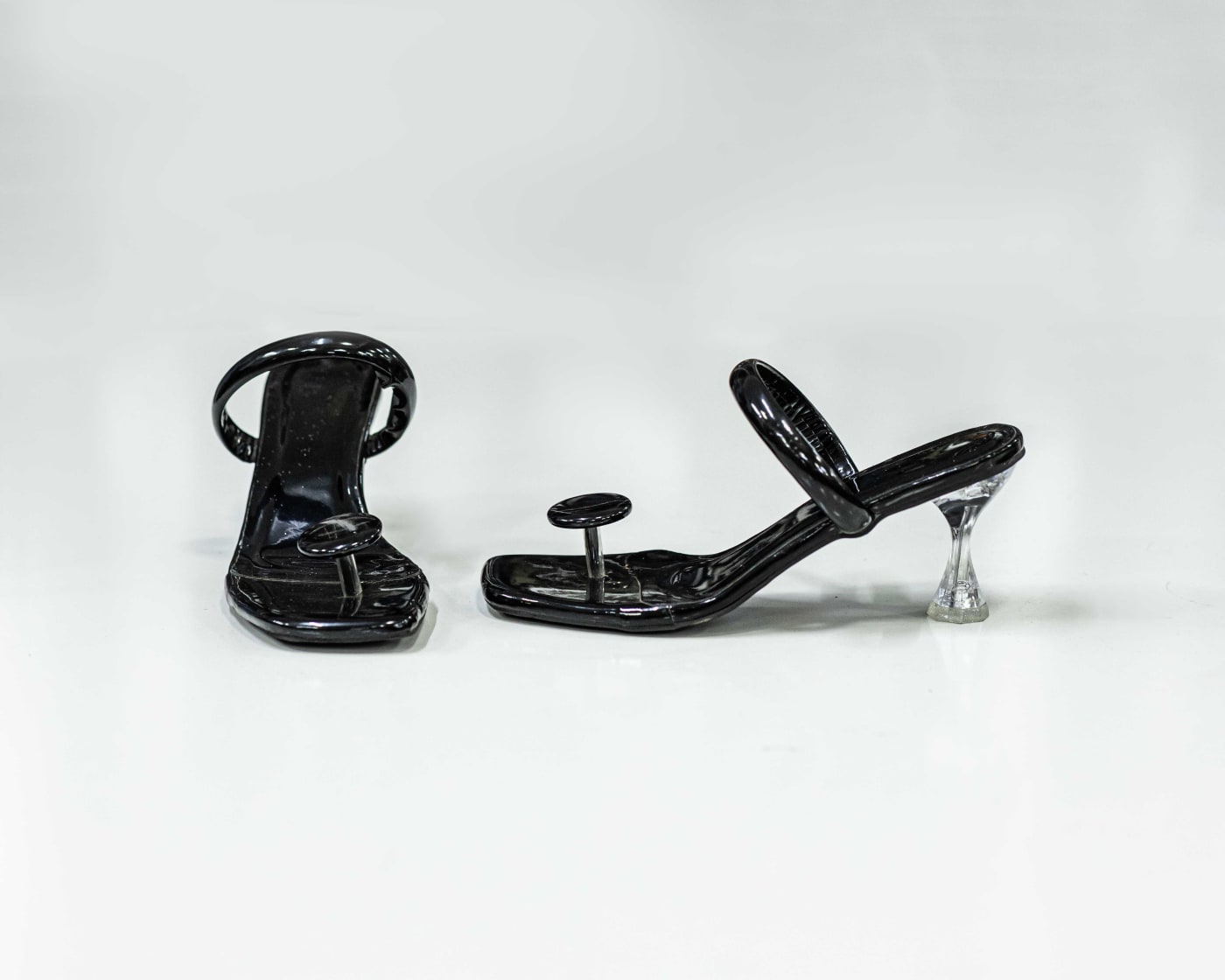 Black Clear-Heel Square Mule
