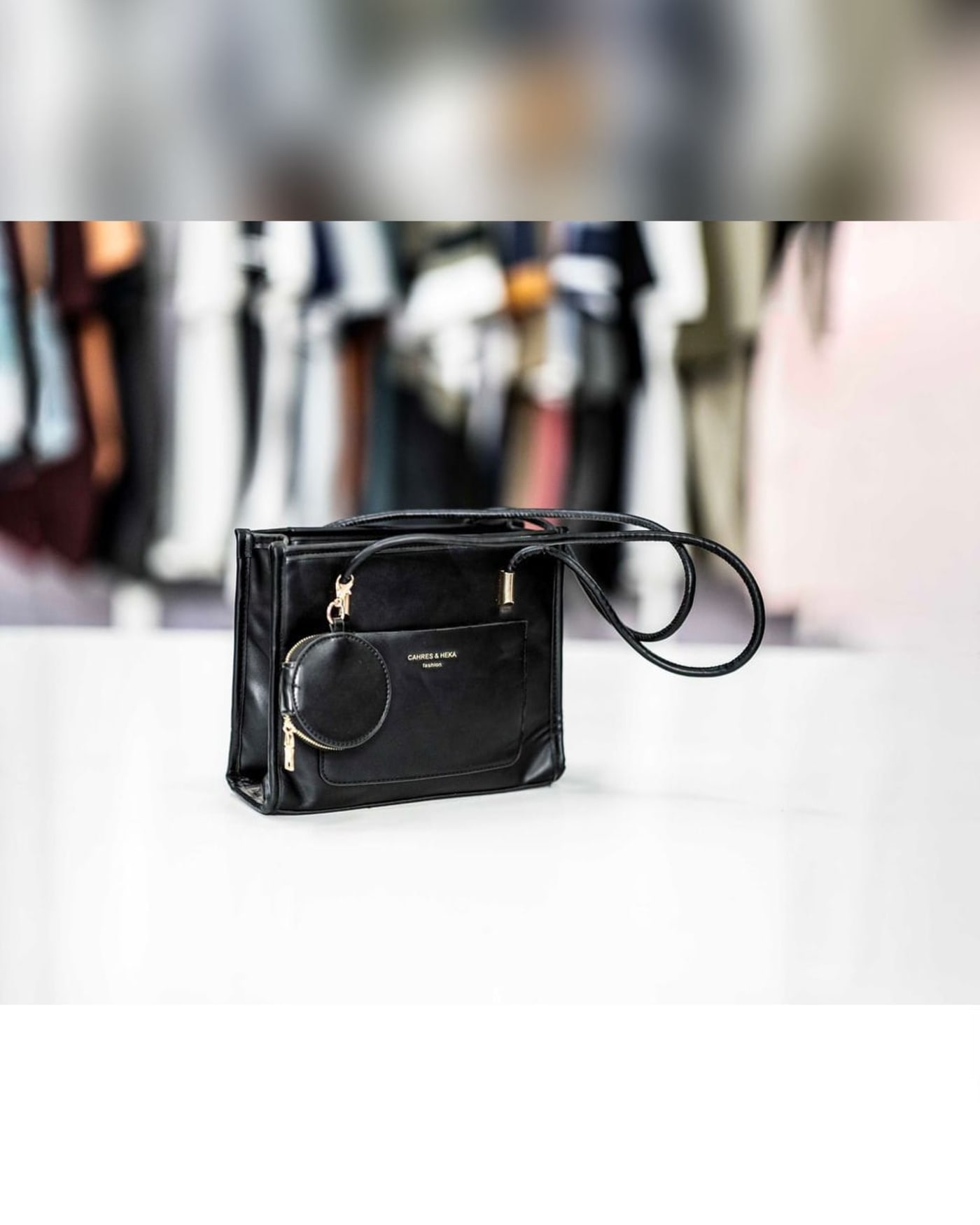 Black Handbag with Coin Purse — image 1