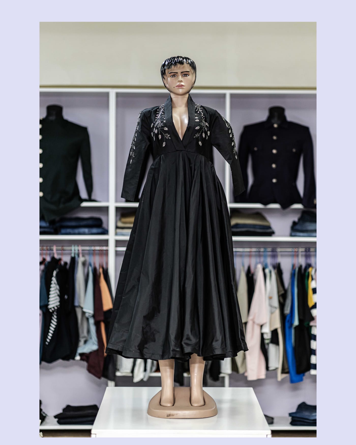 Black Embellished Shoulder Maxi