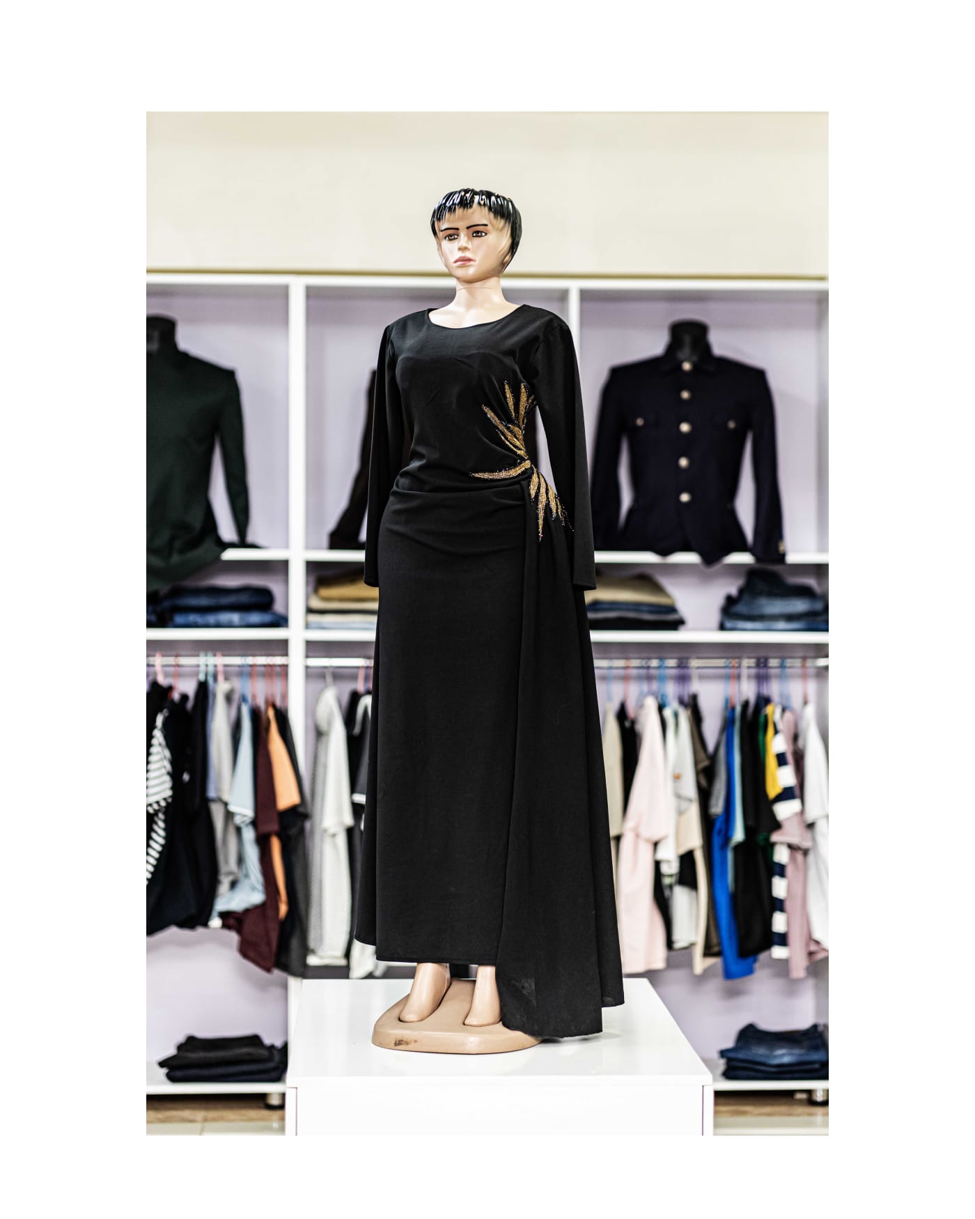 Black Gold-Waist Cape Gown — image 1