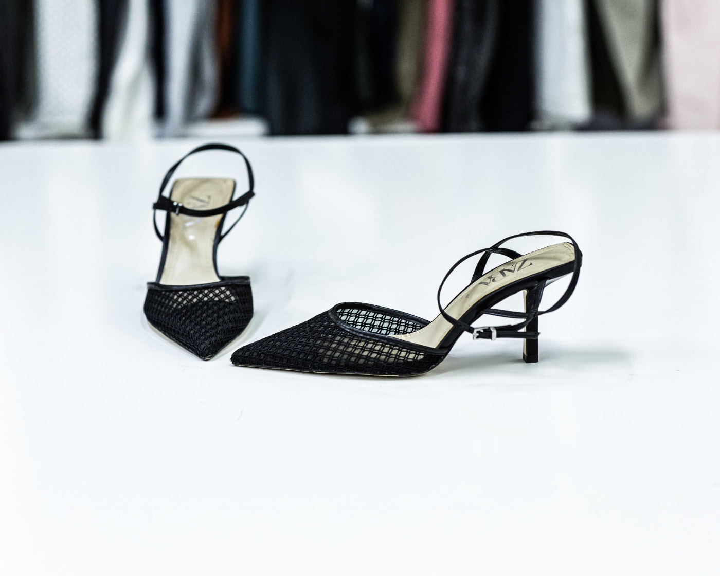 Black Mesh Pointed Slingback — image 1