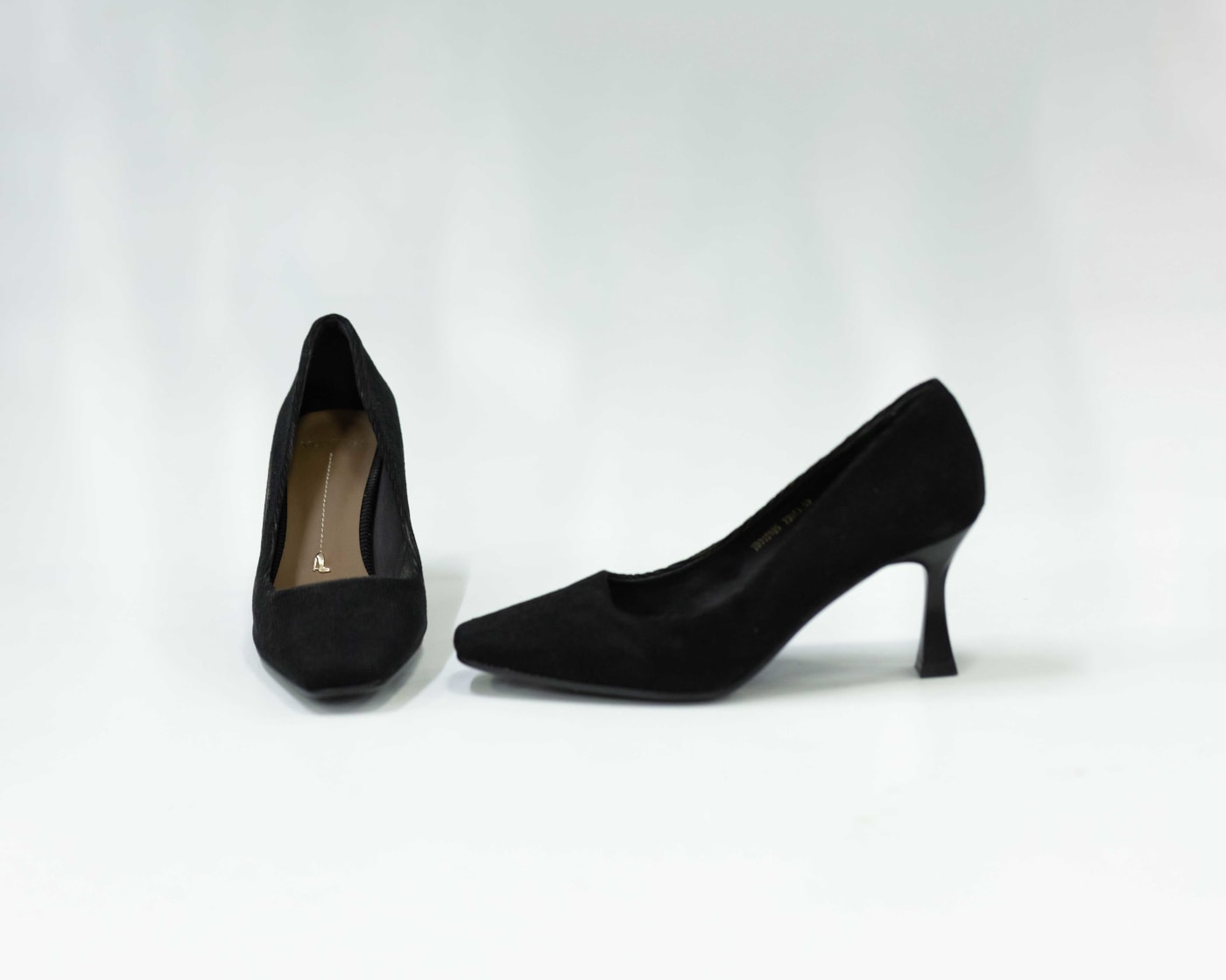 Black Suede Flared-Heel Pump — image 1