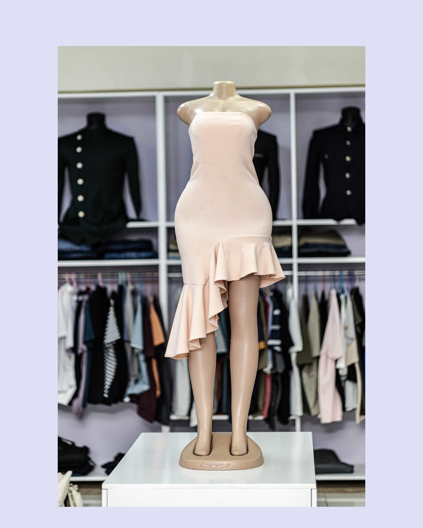 Blush Asymmetric Ruffle Dress