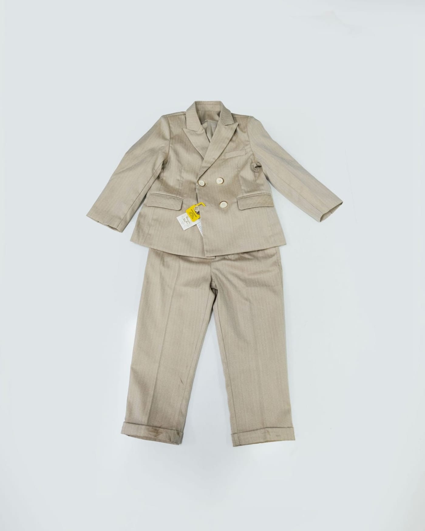 Boys' Beige Double-Breasted Suit