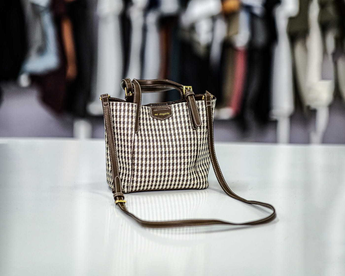 Brown Gingham Tote