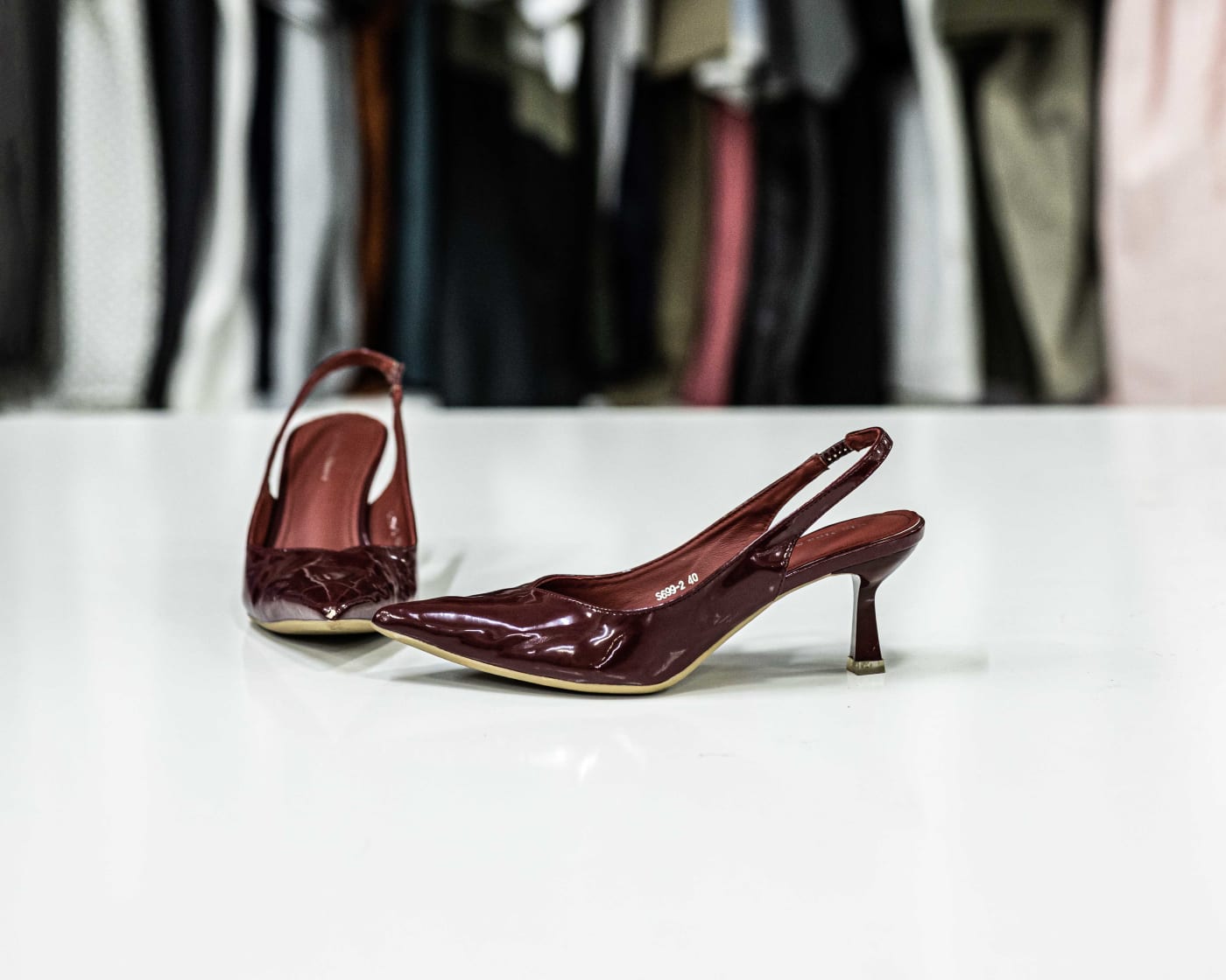 Burgundy Croc Slingback