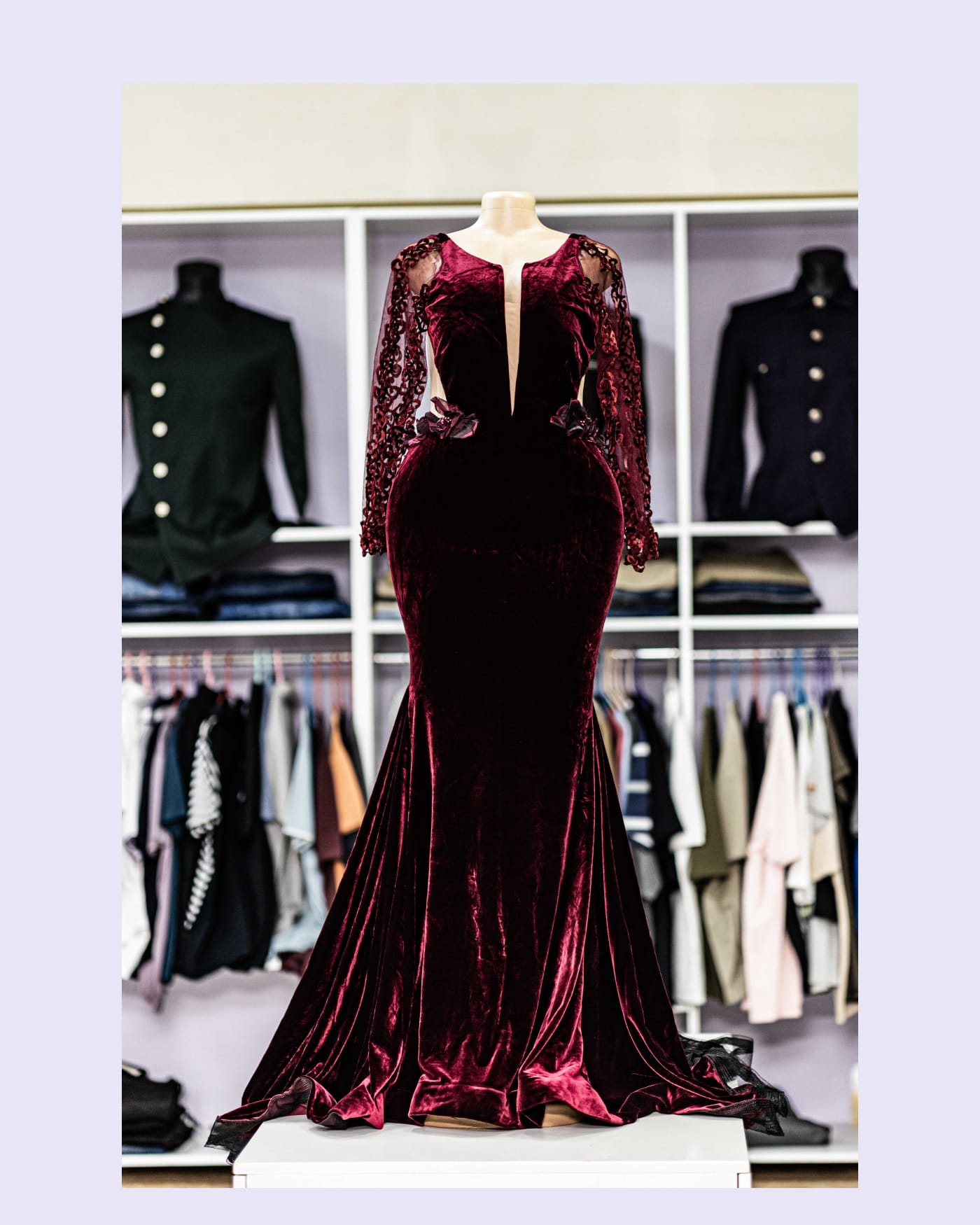Burgundy Velvet Mermaid Gown — image 1