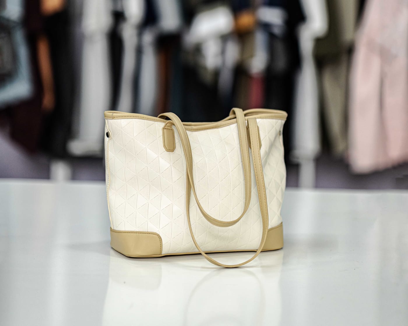Cream Embossed Shopper