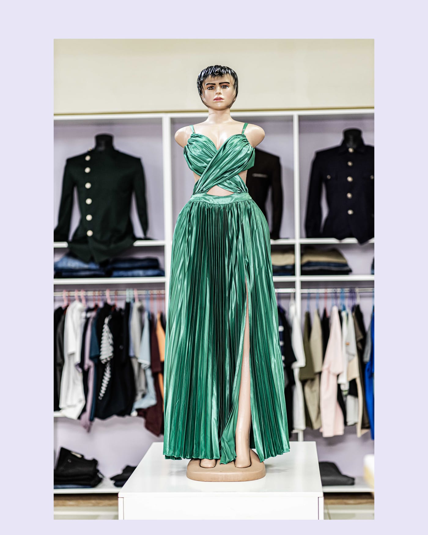Emerald Pleated Wrap Gown — image 1