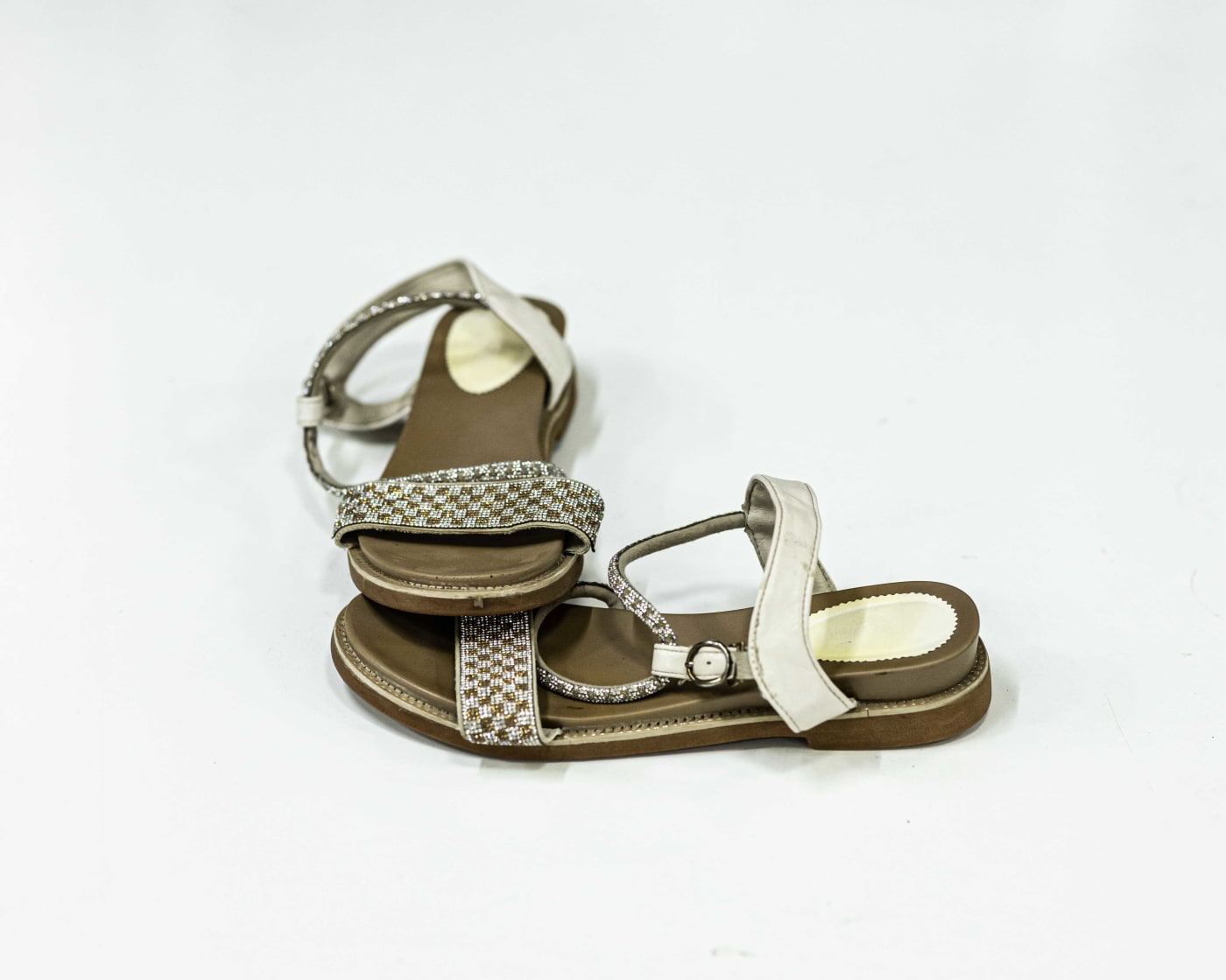 Gold & Cream Flat Sandal
