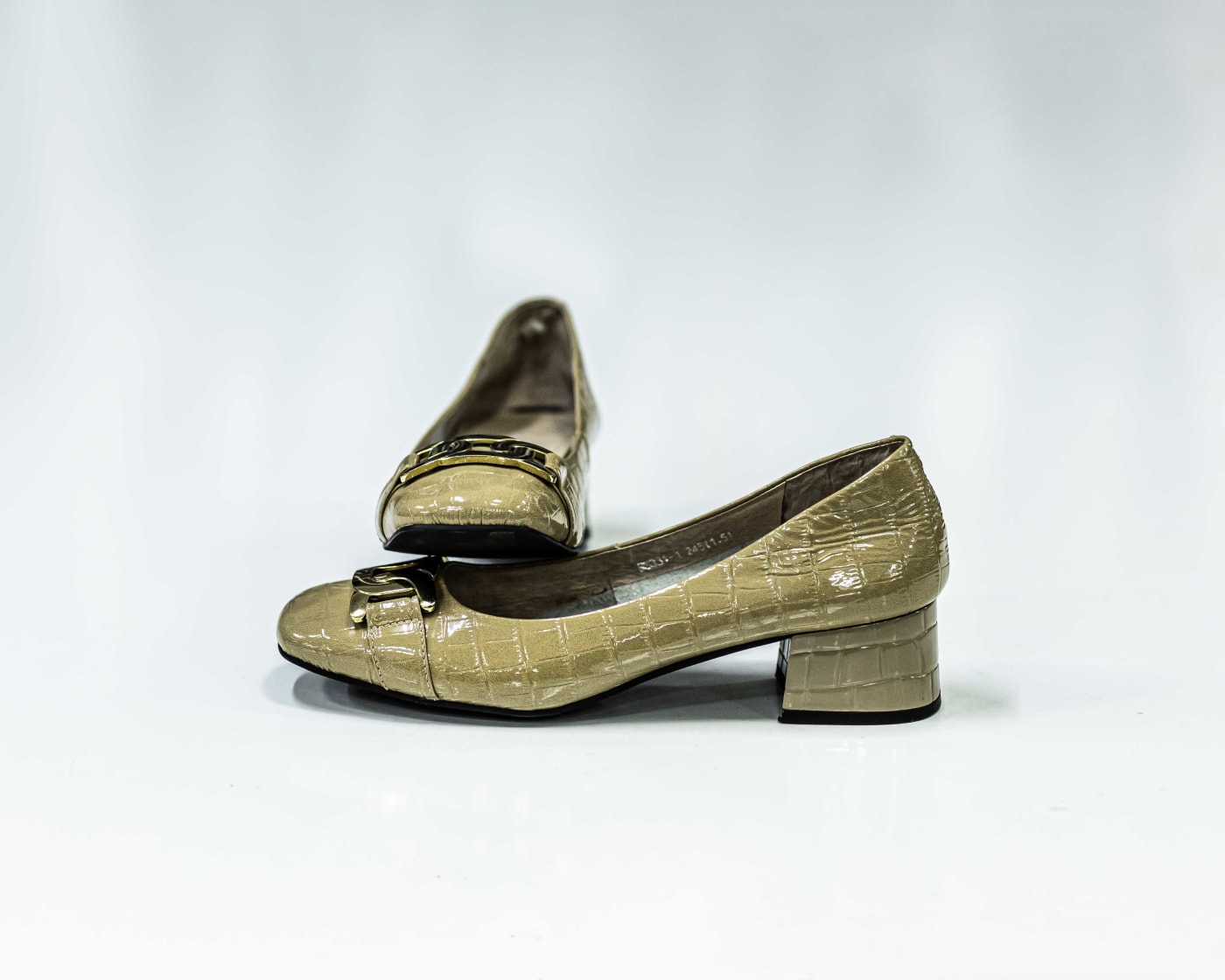 Gold Croc Block-Heel Court — image 1