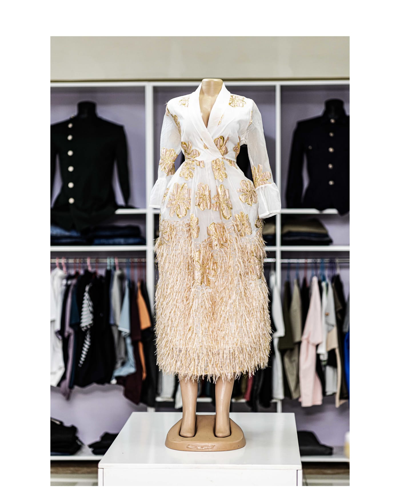 Ivory Blazer & Feather Skirt Set — image 1