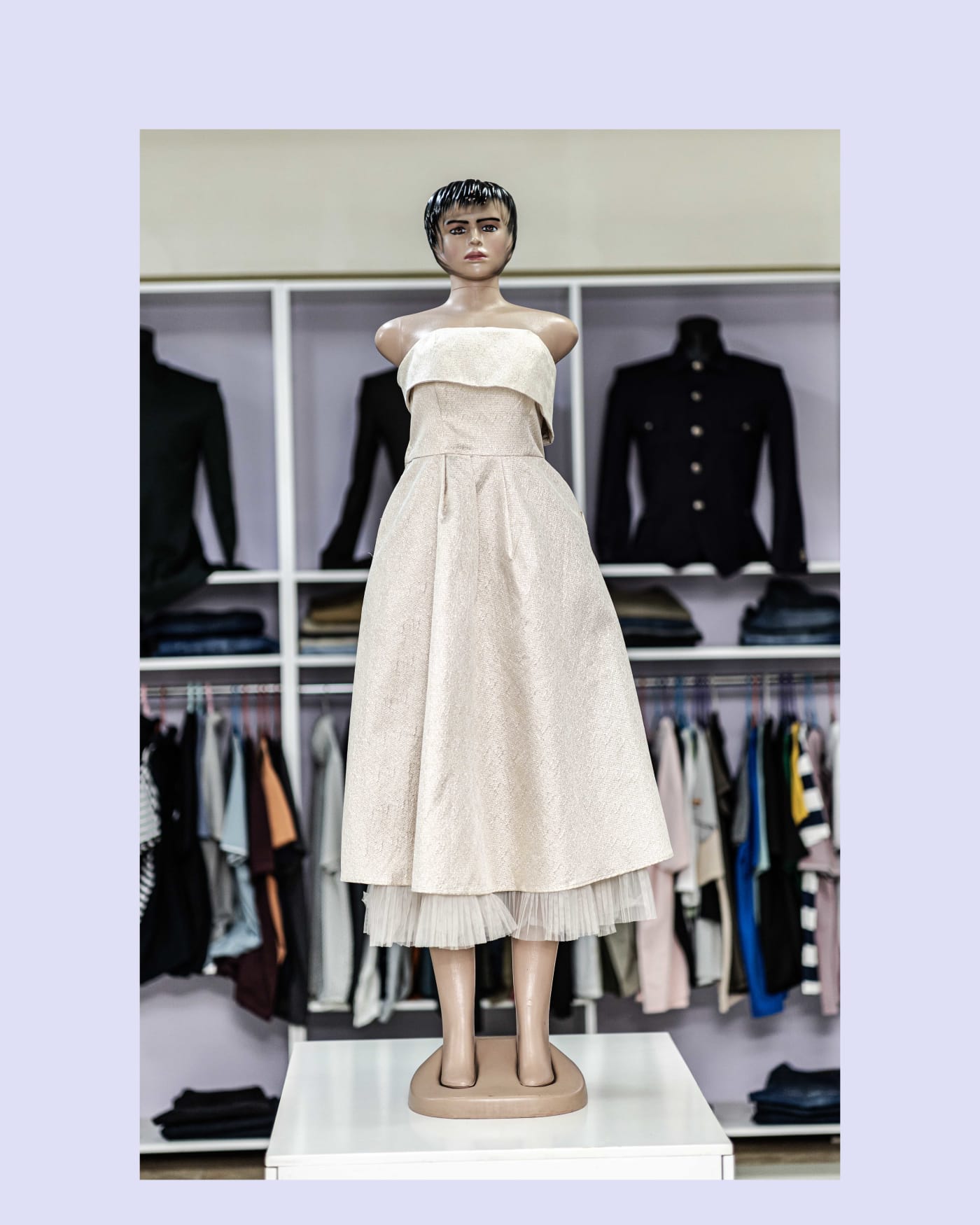 Ivory Strapless Tulle Midi