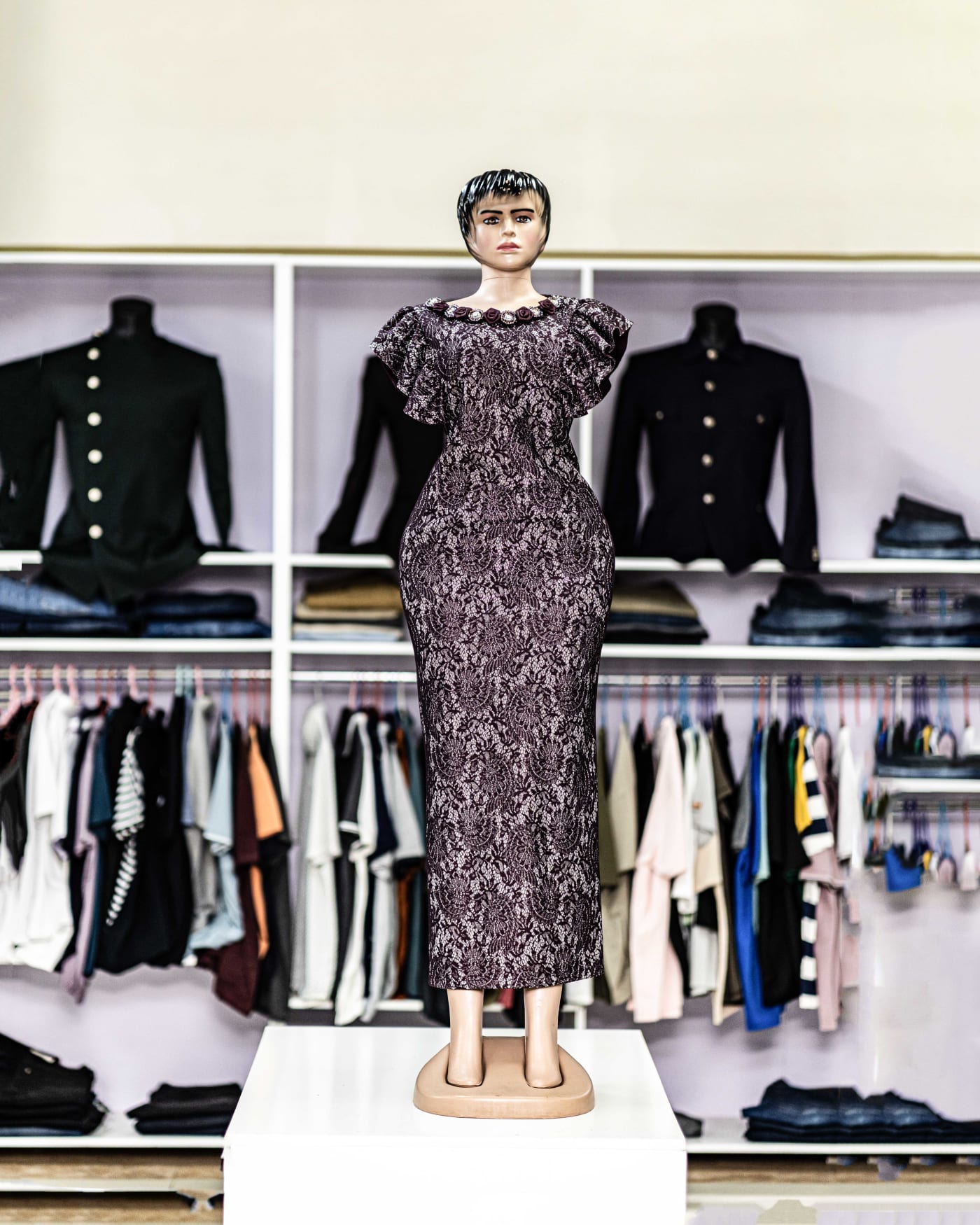 Mauve Lace Column Dress — image 1
