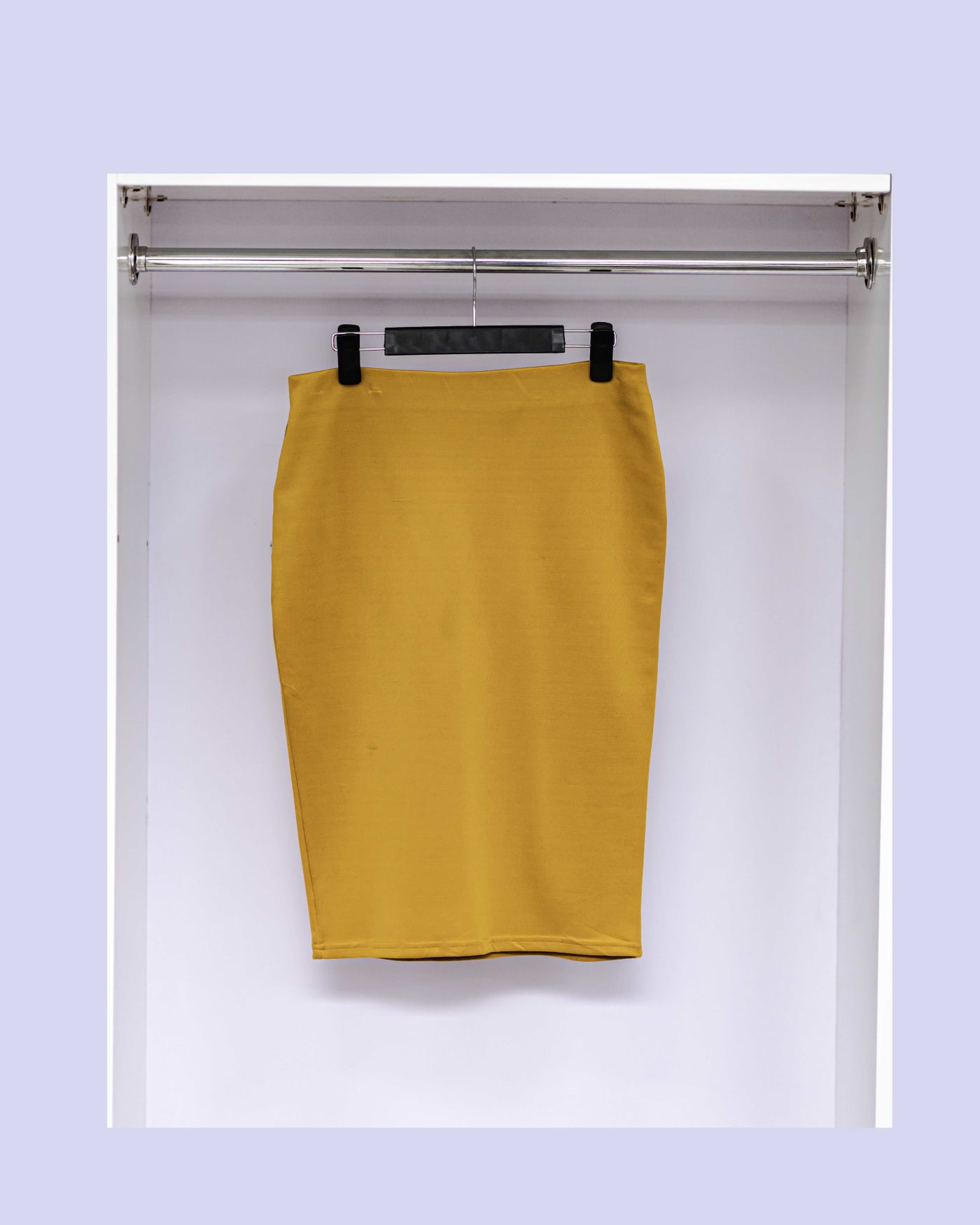 Mustard Ribbed Pencil Skirt