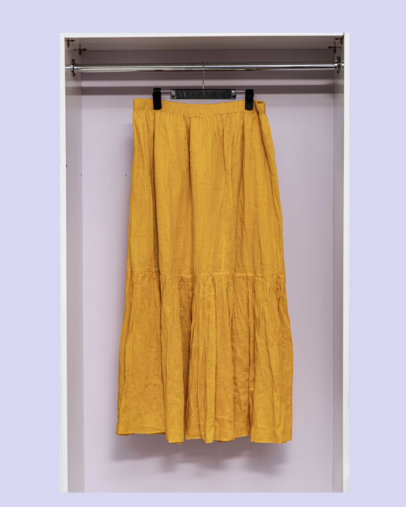 Mustard Tiered Cotton Skirt