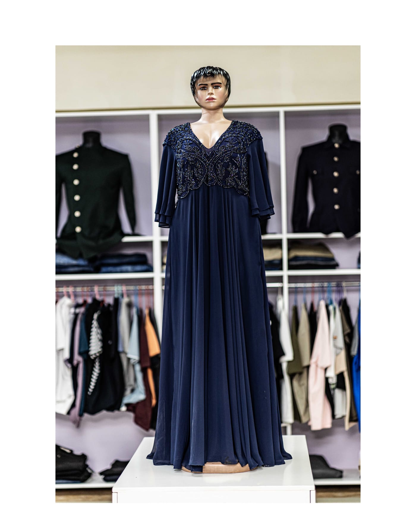 Navy Beaded Bodice Gown — image 1