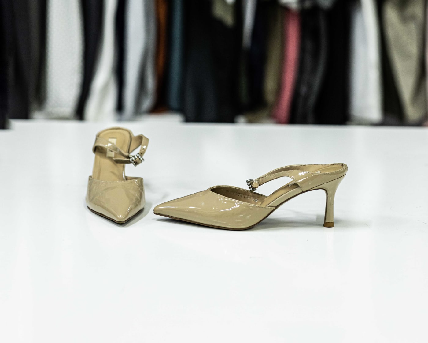 Nude Patent Square Mule