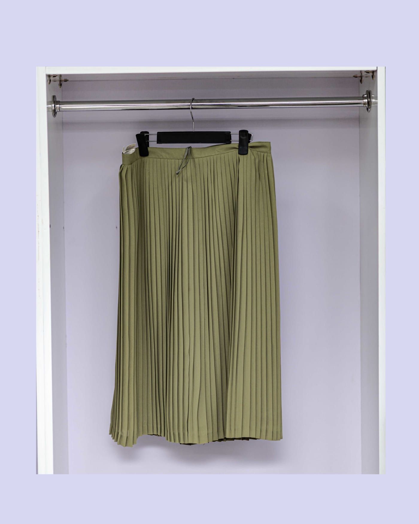 Olive Pleated Midi Skirt