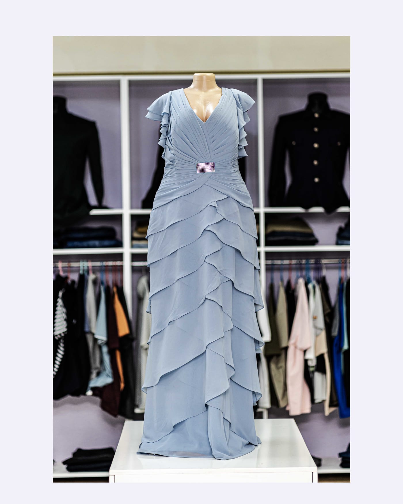 Powder Blue Ruffled Gown — image 1