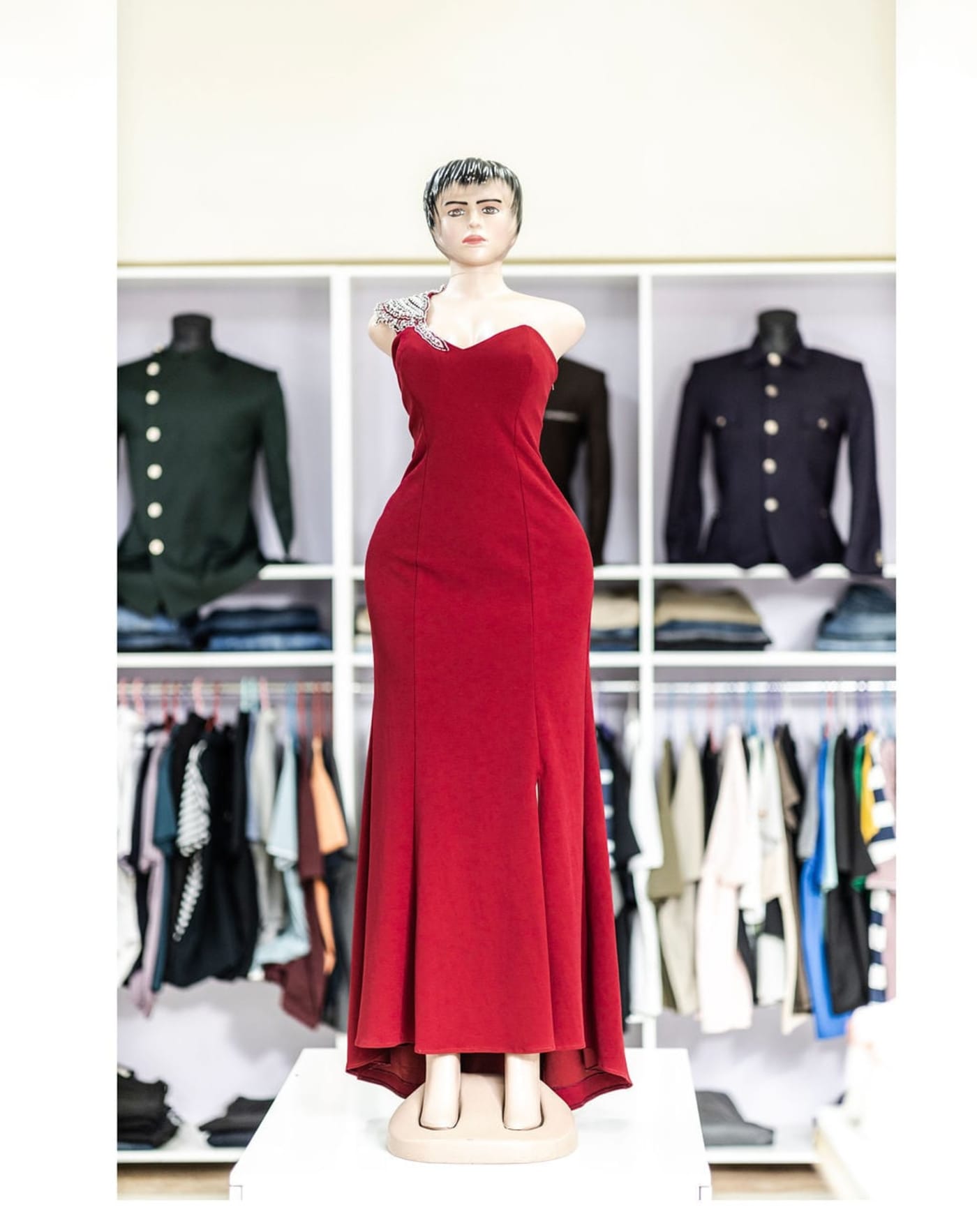 Red One-Shoulder Gown — image 1