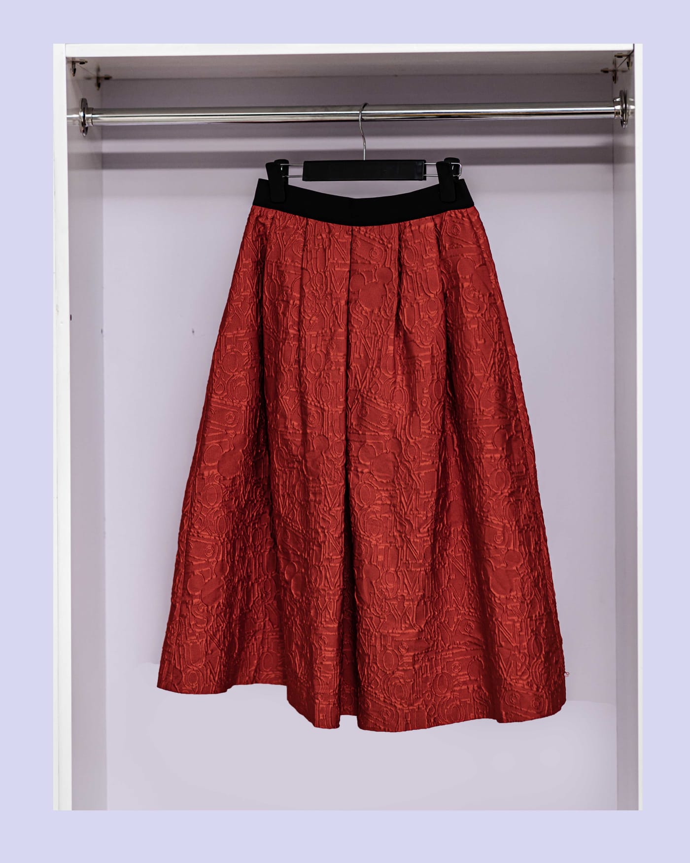 Red Textured Full Skirt