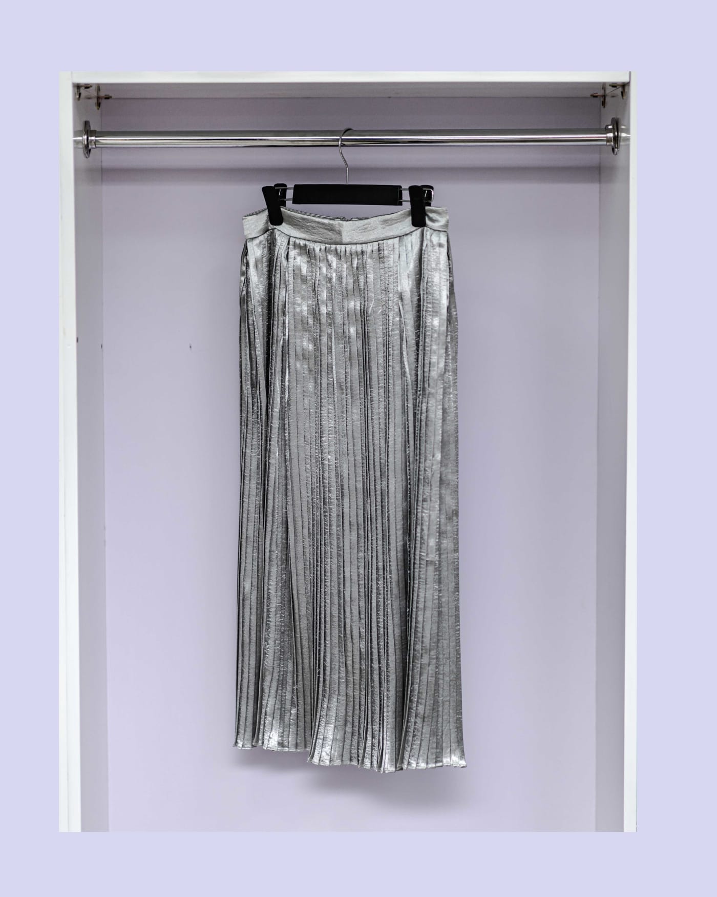 Silver Pleated Maxi Skirt
