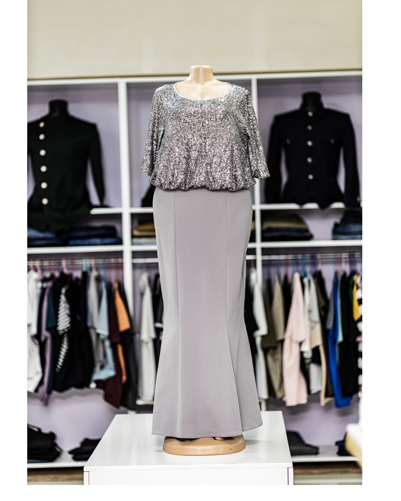 Silver Sequin & Grey Column Set — image 1