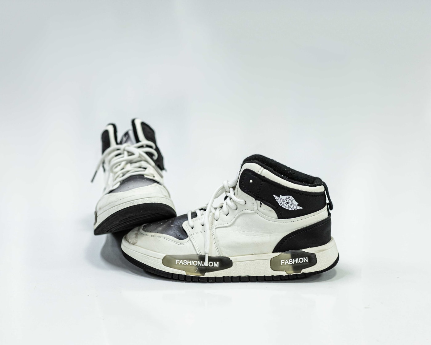 White & Black Panelled High-Top