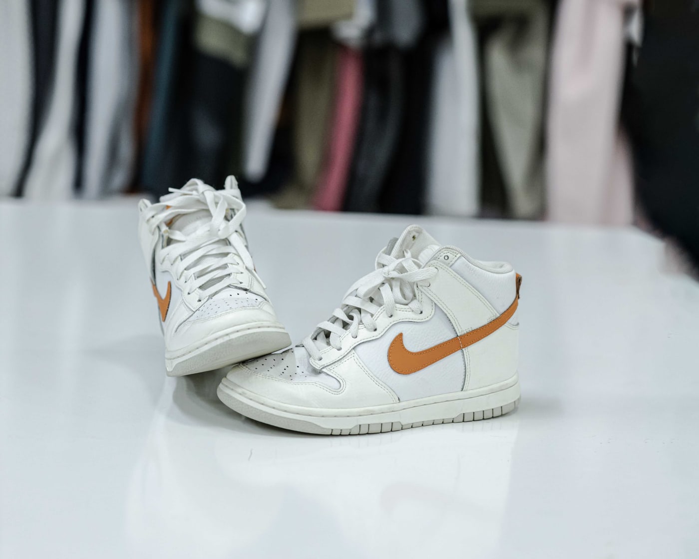 White & Orange High-Top