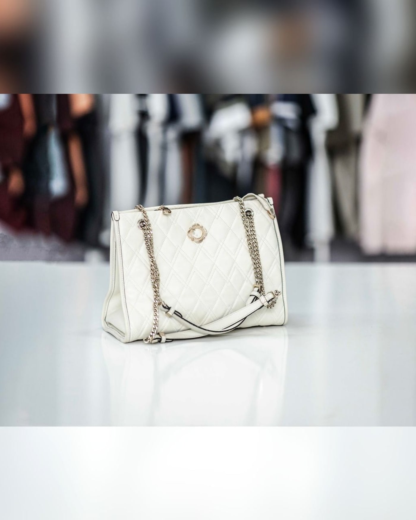 White Quilted Chain Bag — image 1