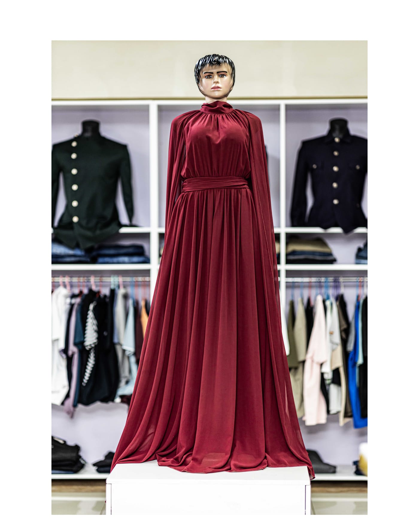 Wine Draped Cape Gown — image 1