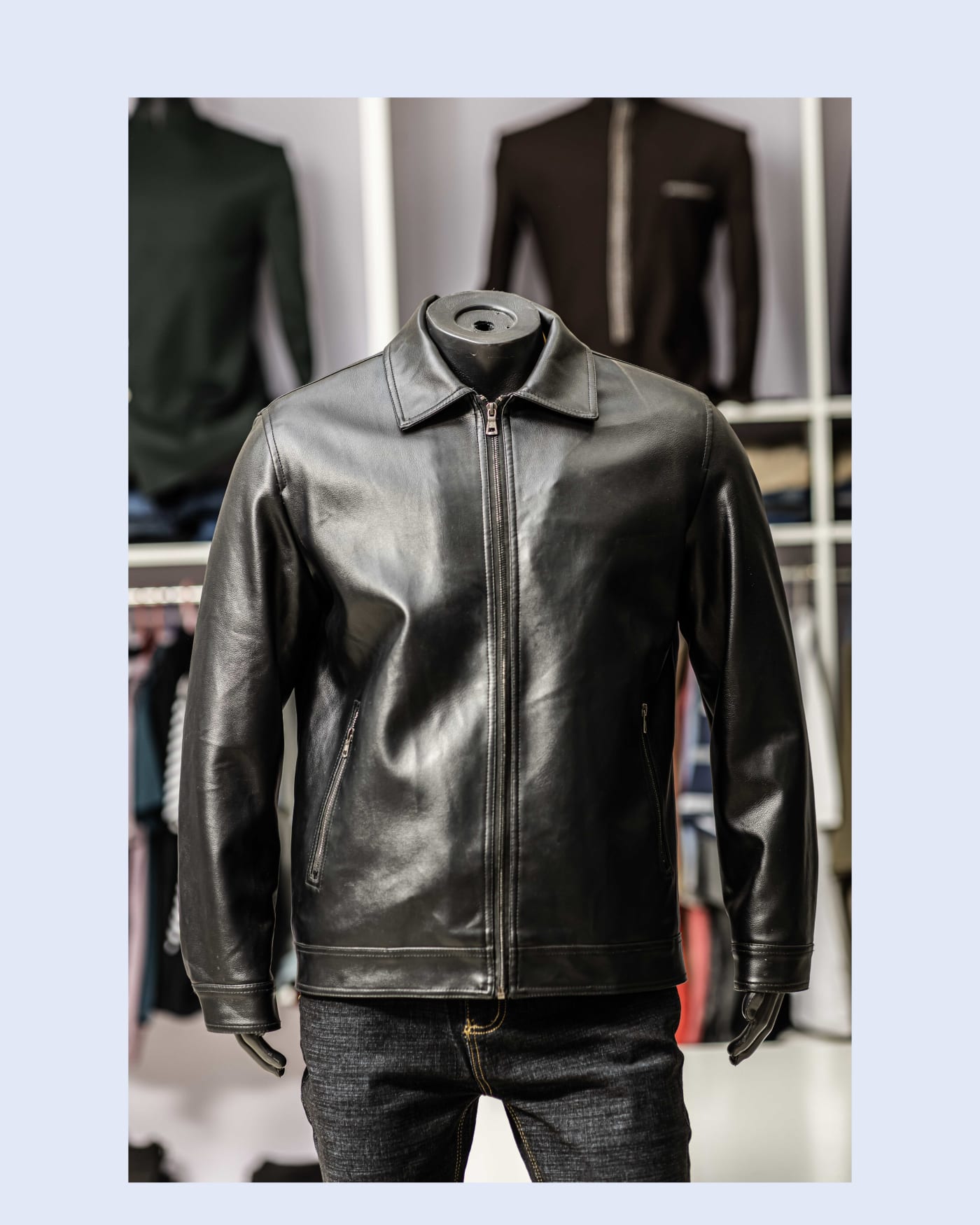 Black Leather Zip Jacket — image 1