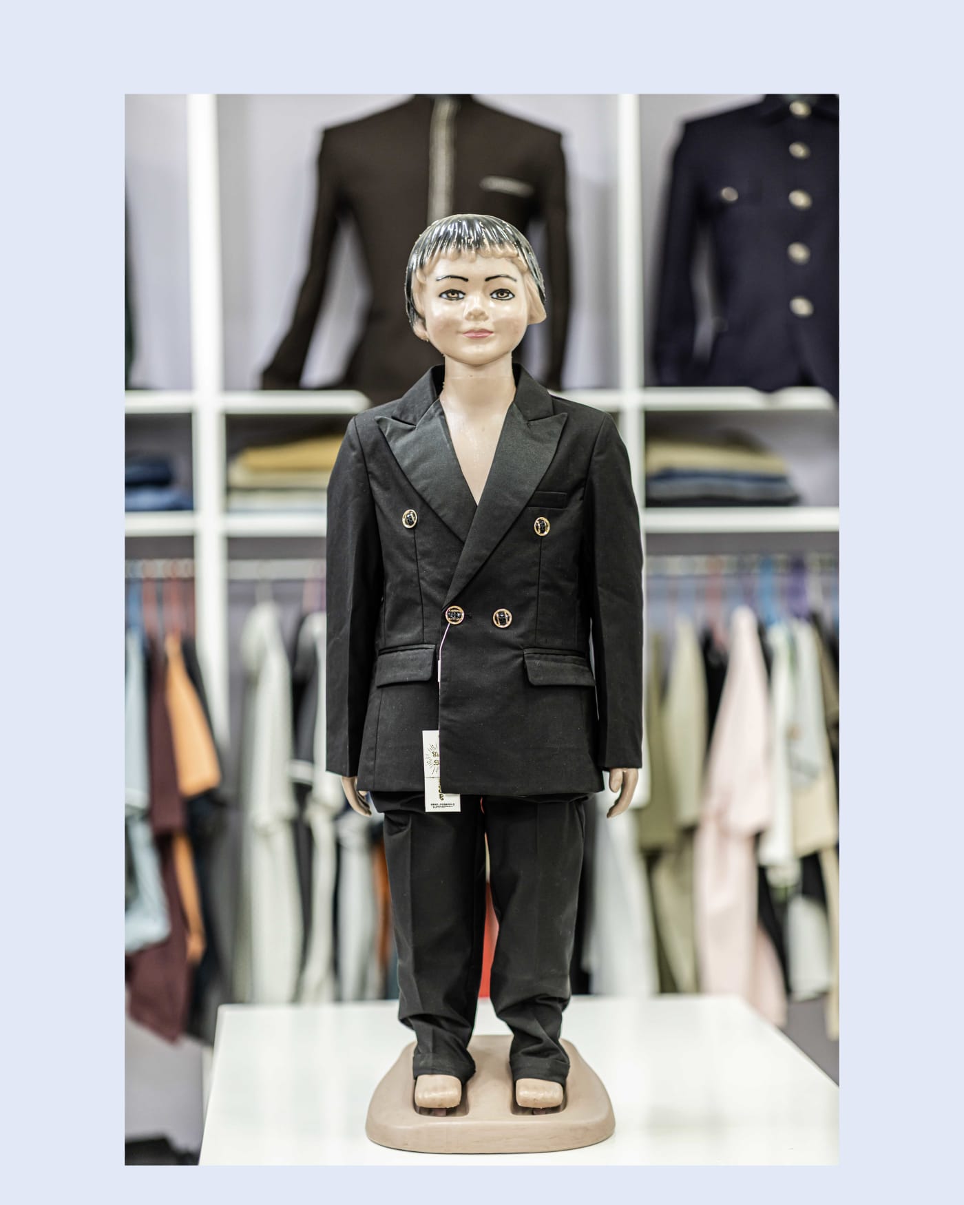 Boys' Black Double-Breasted Suit — image 1