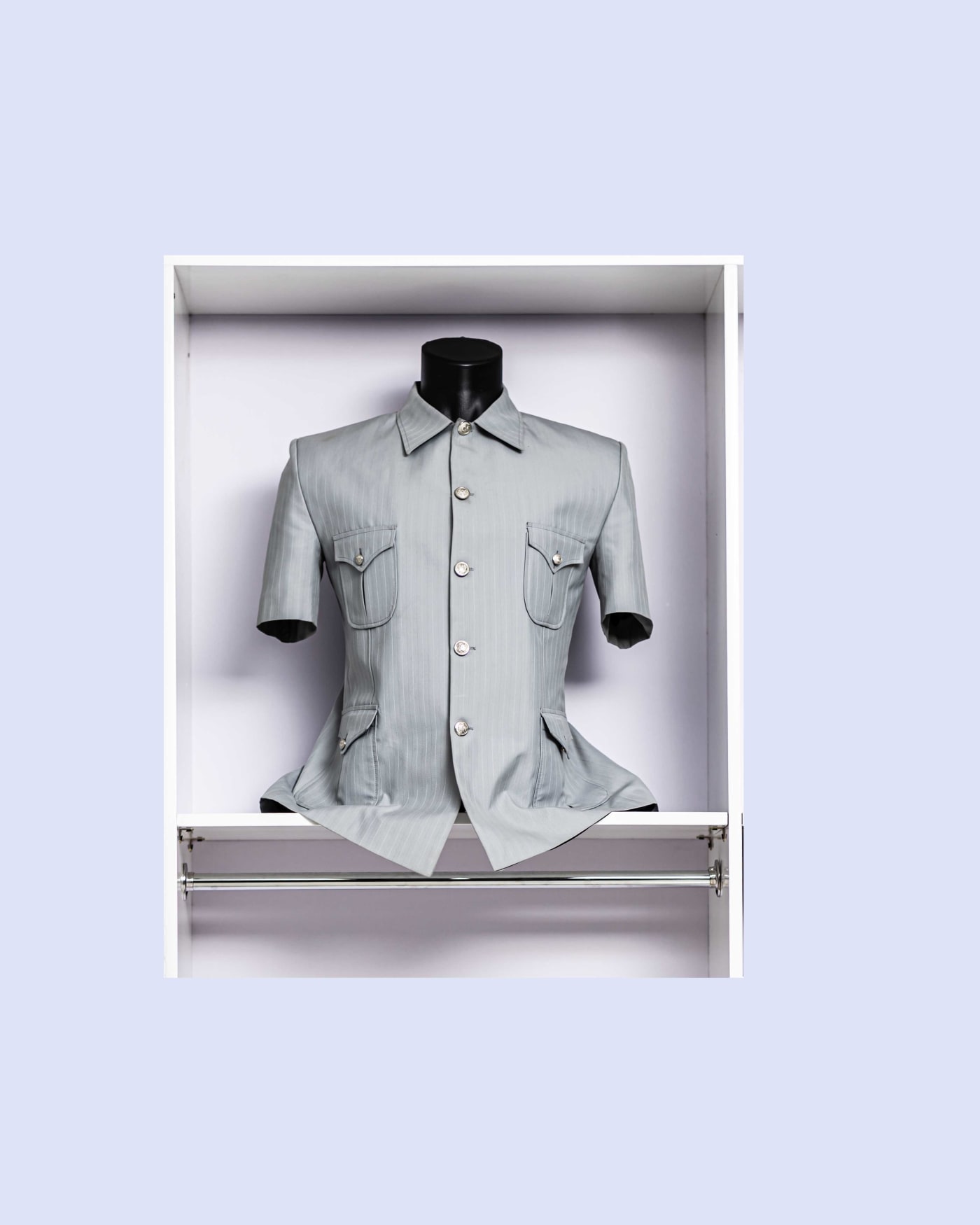 Powder Blue Short-Sleeve Safari Jacket