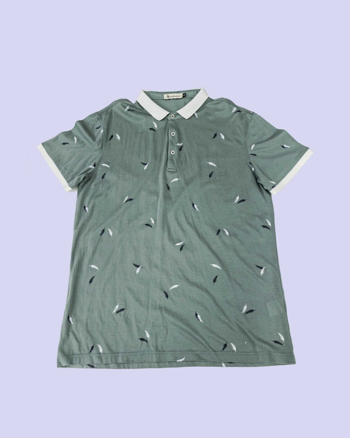 Sage Leaf-Print Polo